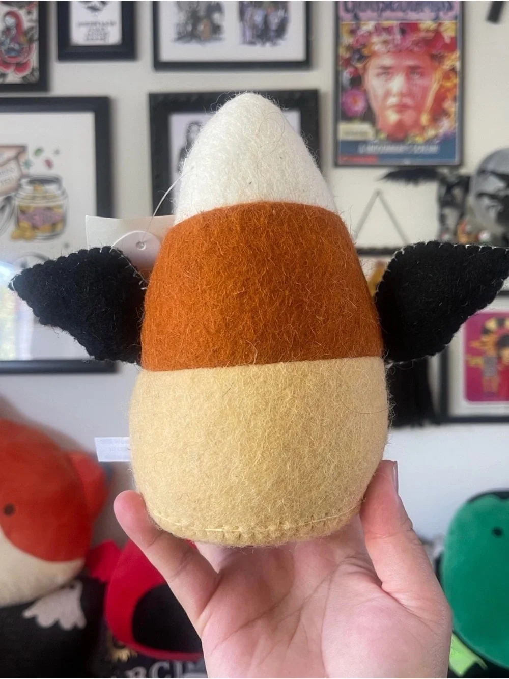 Set of two small and big Felt Candy Corn Lane Bat/Vampire w/ Wings & Fangs